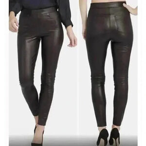 SPANX Brown Faux Leather Ankle Skinny 5-Pocket Styling Pants Sz L